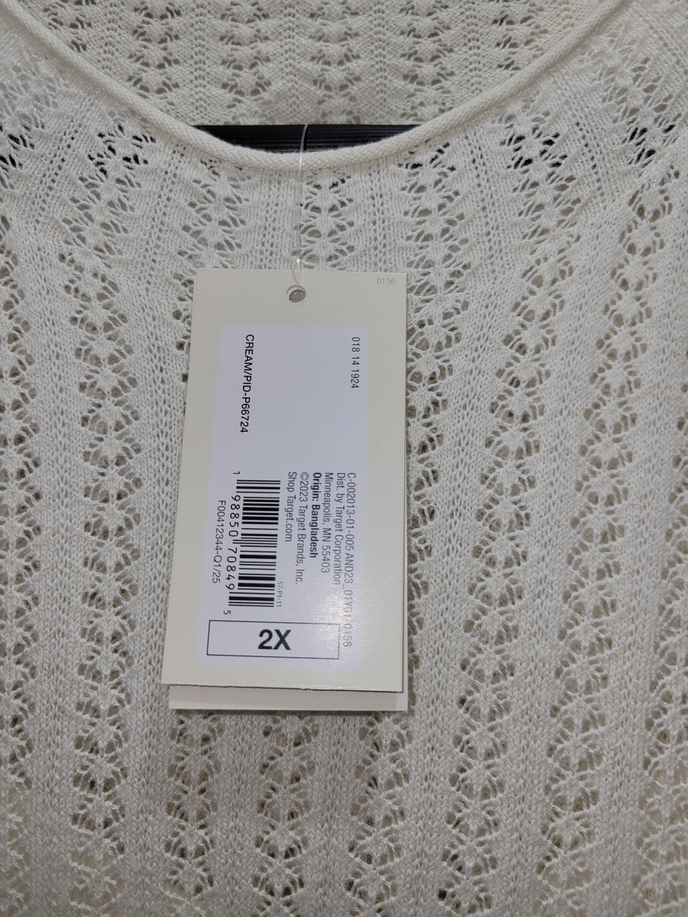 Cream Open-Knit Maxi Sleeveless Dress With Slip 2X - Picture 2 of 6